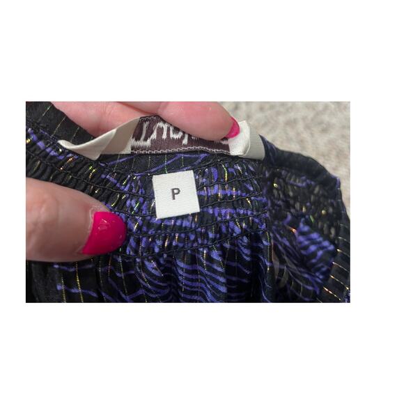 TUCKER Purple Black 100% Silk Top Metalic Thread Sheer (PTP 23 Inches) Size P - Picture 9 of 9